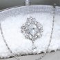Bride Clutch Handbag Bag With Rhinestone Crystal Dangle Brooch Wedding Bag