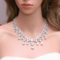 White Platinum Plate Cubic Zircon Teardrop Crystal Wedding Necklace Jewelry