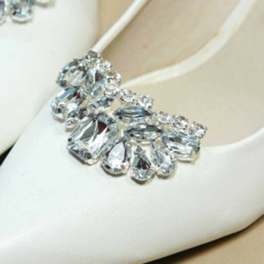 2 Pcs Rhinestone Crystal Shoe Clips Wedding Accessory Bridal Jewelry Charms