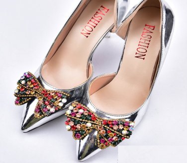 2pc x Rainbow Crystal Rhinestone Bow Wedding Shoe Clips Charms