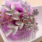 Gold Silver Flower Opal Rhinestone Crystal Bridal Hair Comb Wedding Headpiece