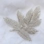 Silver Beaded Beads Sew Iron On Leaf Applique Patch