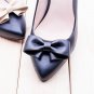 2 Pcs Black Off White Nude Red Blue Synthetic Leather Bow Shoes Shoe Clips