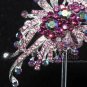 Vintage Style Wedding Dress Purple Rhinestone Crystal Brooch Pin