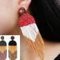 2 Pcs Bohemia Beaded Beads Tassel Earrings
