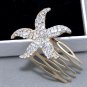 1 Pc Gold Silver Starfish Star Crystal Wedding Ladies Girl Hair Comb