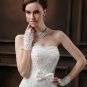 A Pair White/ Ivory Lace Crystal Sequin Wedding Short Fingerless Gloves