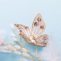 Gold Butterfly Rhinestone Crystal Pink Organza Tiara Wedding Hair Vine