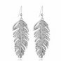 Gold Or Silver Tone Rhinestone Crystal Feather Earrings