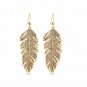 Gold Or Silver Tone Rhinestone Crystal Feather Earrings