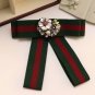 Crystal Flower Fashion Ribbon Pre Tied Bow Ribbon Brooch Pin Bow Bowtie