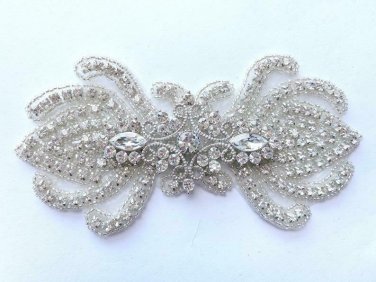 Vintage Style Wedding Dress Sash Belt Rhinestone Crystal Iron Sew On Applique