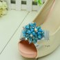 2 pcs Fashion Black Nude Blue Beads Rhinestone Crystal Bow Wedding Shoe Clips