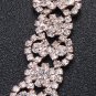 Rhinestone Crystal Wedding Bridal Light Rose Gold Tone Crystal Chain Sash Belt