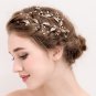 Rhinestone Crystal Leaf Flower Gold Tone Wedding Hair Jewelry Tiara