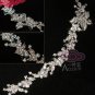 9" Long Rhinestone Flower Leaf Hair Tiara Sash Crystal Chain Wedding Belt
