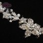 9" Long Rhinestone Flower Leaf Hair Tiara Sash Crystal Chain Wedding Belt