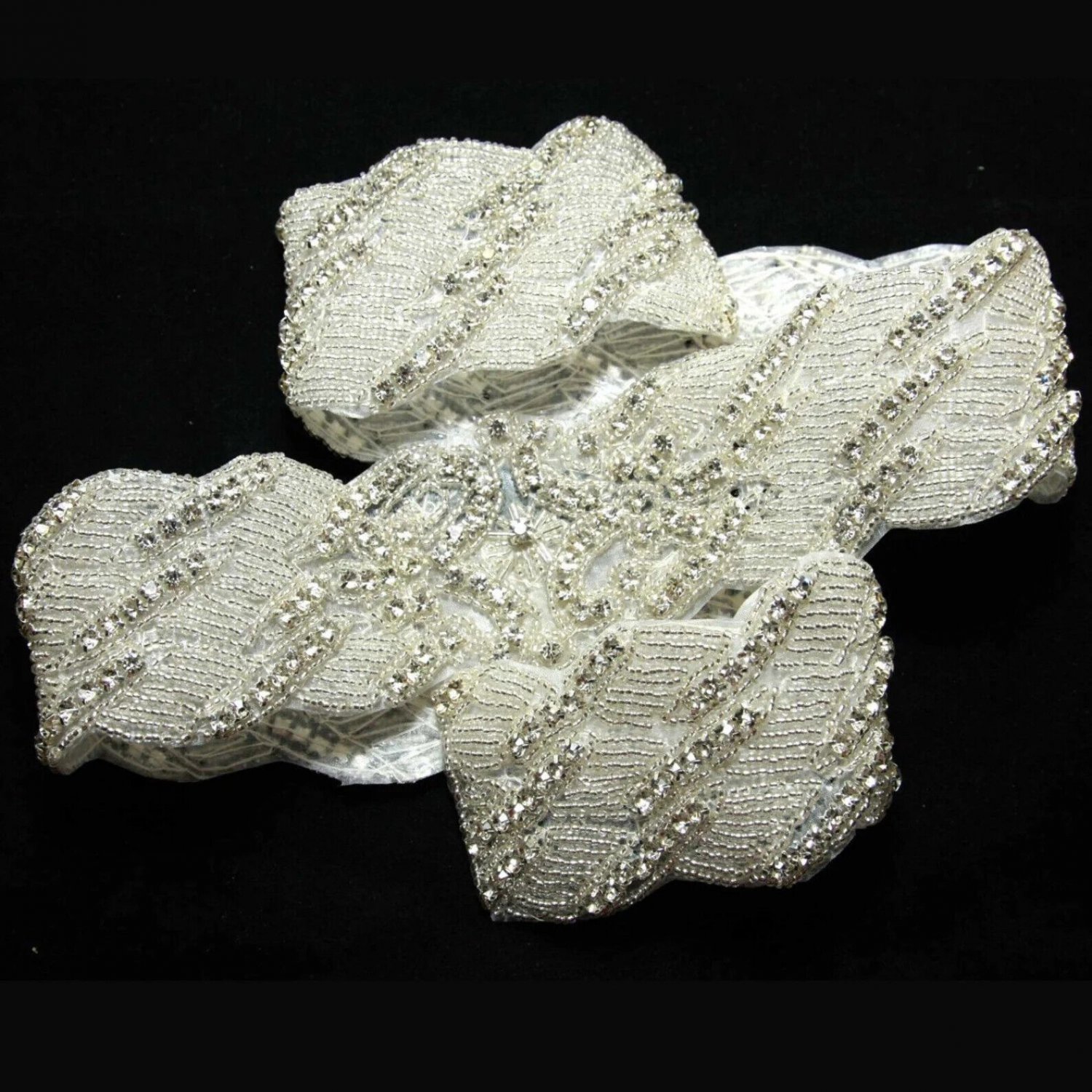 Thick Bridal Rhinestone Crystal Sash Ribbon Long Wedding Dress Belt Applique