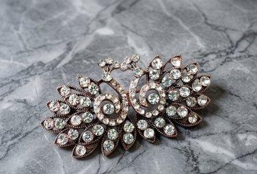 Vintage Peacock Rhinestone Buckle Clasp Fastener Bridal Sewing Embellishment