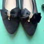 Up-cycle Black Bow Shoe Clips - Elegant Wedding Crystal Dangle Accents (1 Pair)