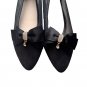 Up-cycle Black Bow Shoe Clips - Elegant Wedding Crystal Dangle Accents (1 Pair)