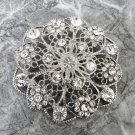 Vintage Art Deco Rhinestone Brooch Pin Crystal Silver Filigree Wedding Bridal