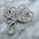 Vintage-Inspired Silver Art Deco Flower Rhinestone Brooch Pin