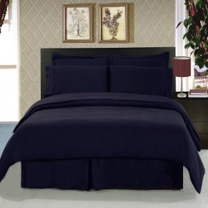 King Navy Blue 6 Pc Bed Sheet Set 1600 TC