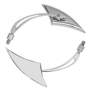Set of 2 Chrome Blade L/R Side Mirrors 8mm 10mm Bolt - Victory Vegas Hammer Kingpin Cruiser Chopper