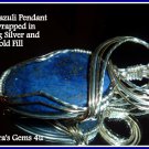 Lapis Lazuli Pendant, wire-wrapped in Sterling Silver and Gold Fill, with chain