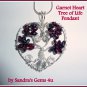 Garnet Heart Pendant, Tree of Life Pendant, January Birthstone, St Valentines Day Gift