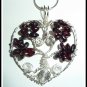 Garnet Heart Pendant, Tree of Life Pendant, January Birthstone, St Valentines Day Gift