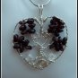 Garnet Heart Pendant, Tree of Life Pendant, January Birthstone, St Valentines Day Gift