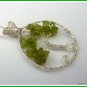 Handmade Peridot Tree of LIfe Pendant wire wrapped in Silver, with chain
