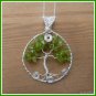Handmade Peridot Tree of LIfe Pendant wire wrapped in Silver, with chain