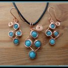 Aquamarine Pendant, wire wrapped in Copper, March birthstone, matching Earrings available