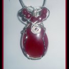 Handmade Ruby Pendant, wire wrapped in Sterling Silver, July birthstone