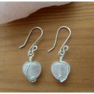 Rose Quartz Heart Earrings, Sterling Silver