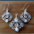 Aquamarine Pendant, wire wrapped in Silver, March birthstone, with chian