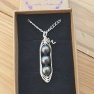 Pearl Necklace, Pea Pod Pendant