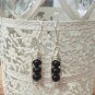 Black Onyx Earrings, Pea Pod, Silver