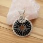Black Onyx Pendant Necklace, woven in Silver