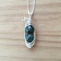 Ruby Zoisite Pea Pod Pendant, Sterling Silver