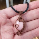 Rose Quartz Pendant Necklace, Woven in Antique Copper