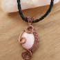 Rose Quartz Pendant Necklace, Woven in Antique Copper