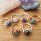 Gemstone wire wrapped Rings, Silver or Copper