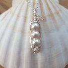Pearl Pea Pod Pendant, Silver, Bridal, Wedding