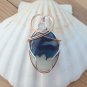 Blue and white Agate Pendant, in Silver and Copper