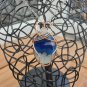 Blue and white Agate Pendant, in Silver and Copper