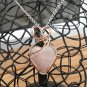 Rose Quartz Heart Pendant, wrapped in Silver and Copper
